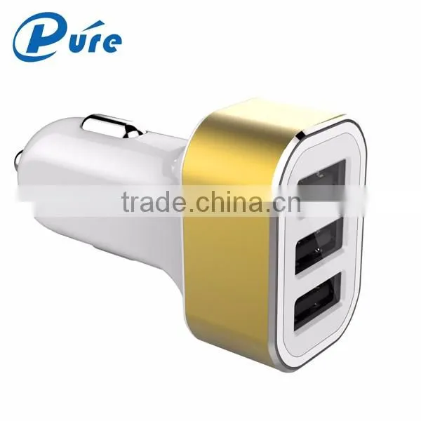 Factory New Product promotional multicolor 3 port usb car charger with LED Light Indication