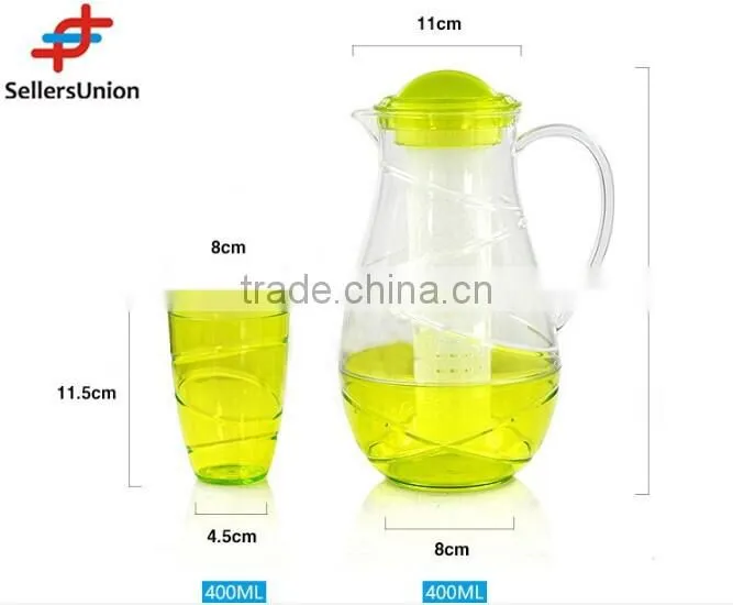 No.1 yiwu & ningbo exporting commission agent wanted clear good quality cold water jug set with 4 cups plastic teapoot set