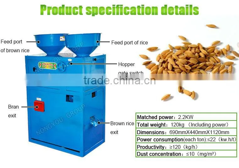 Cheap Rice Milling Process Rice Huller Machine Price Factory Automatic Rice Mill Machine 2.2kw 6LN-120