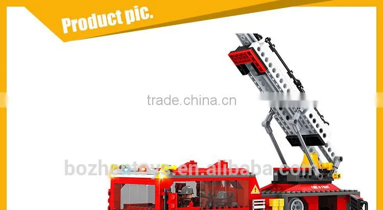 Mini cheap plastic toy trucks educational blocks firefighting car toys