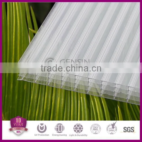 10mm Five Rectangle Structure Transparent Multiwall Polycarbonate Sheet For Greenhouse Heat Insulation Double UV Protector