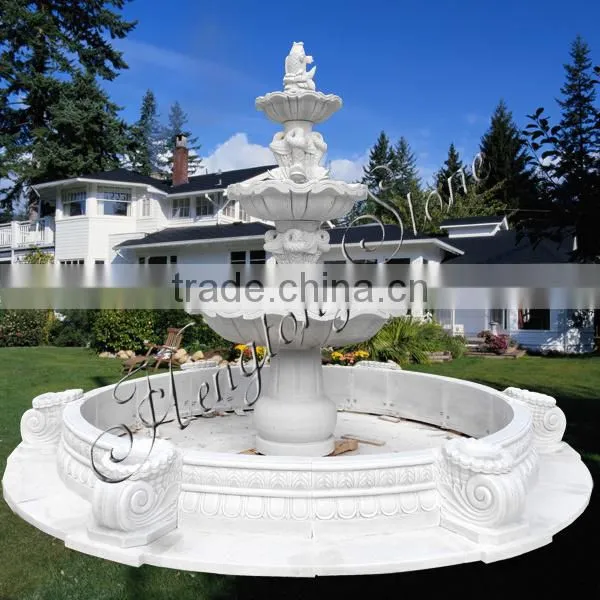 Fish Carved White Marble Garden Fountain
