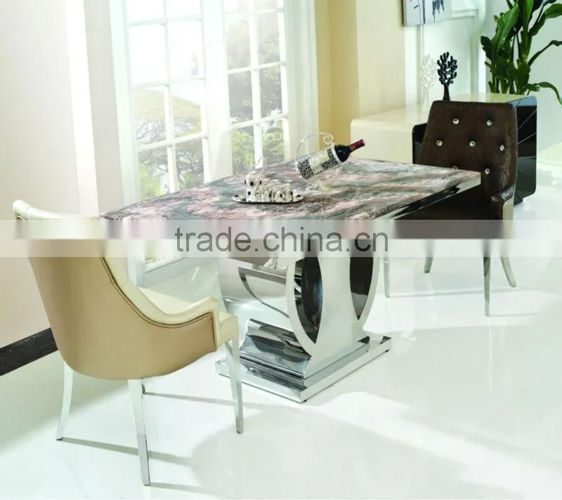 Modern Design Living Room Furniture Long-lasting Marble Top Stainless Steel Dining Table TH338