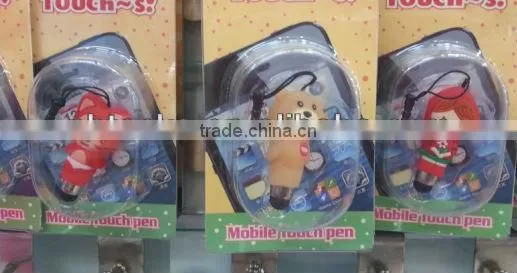 Mini cartoon design touch screen pen with dustproof plug
