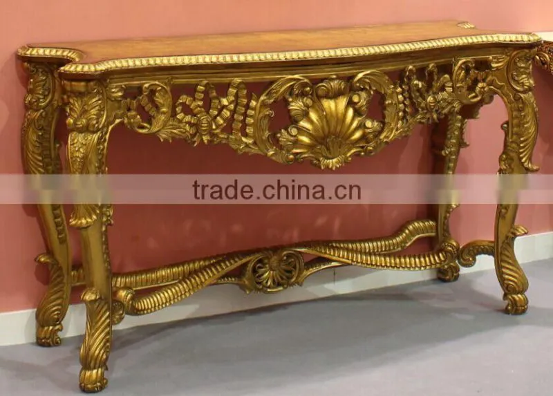 Antique Reproduction Italian Design Gold Leaf Veneer Top Hotel Side Table