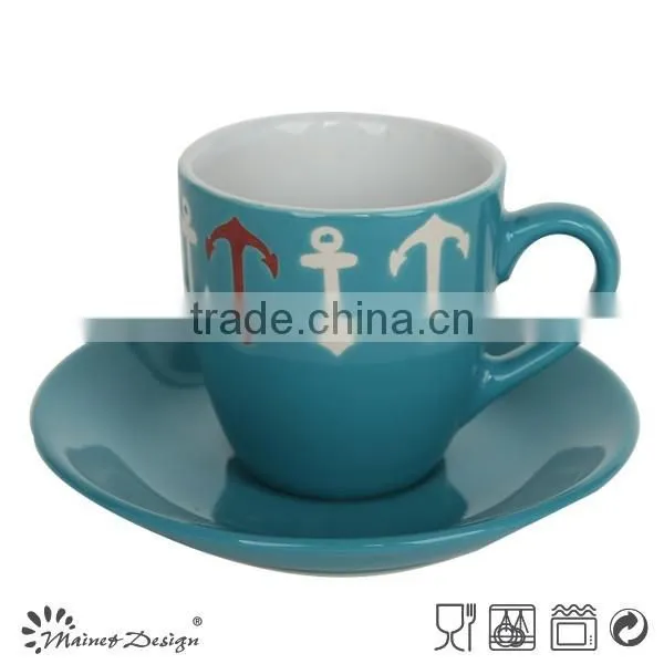 Traditional European Style Tea Sets/Colored Bulk Ceramic Porcelain Tea Coffee Cup And Saucer