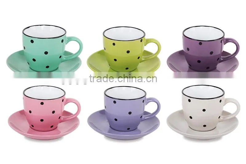 cheap 8oz tea cup and saucer green stoneware cup and saucer