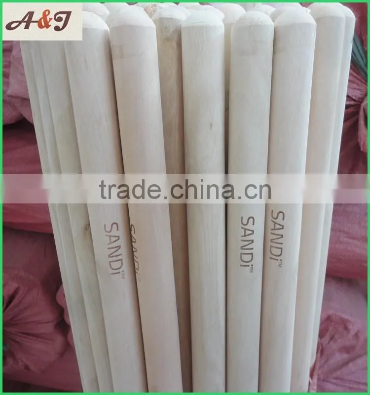 LOGO Print natural wooden broom stick, wooden mop stick