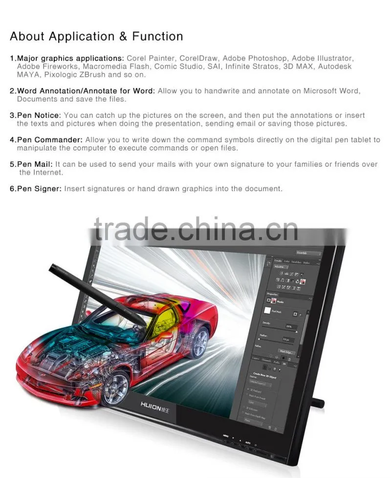 HUION GT-190 19 inch Graphic Design tablet pen drawing animation monitor
