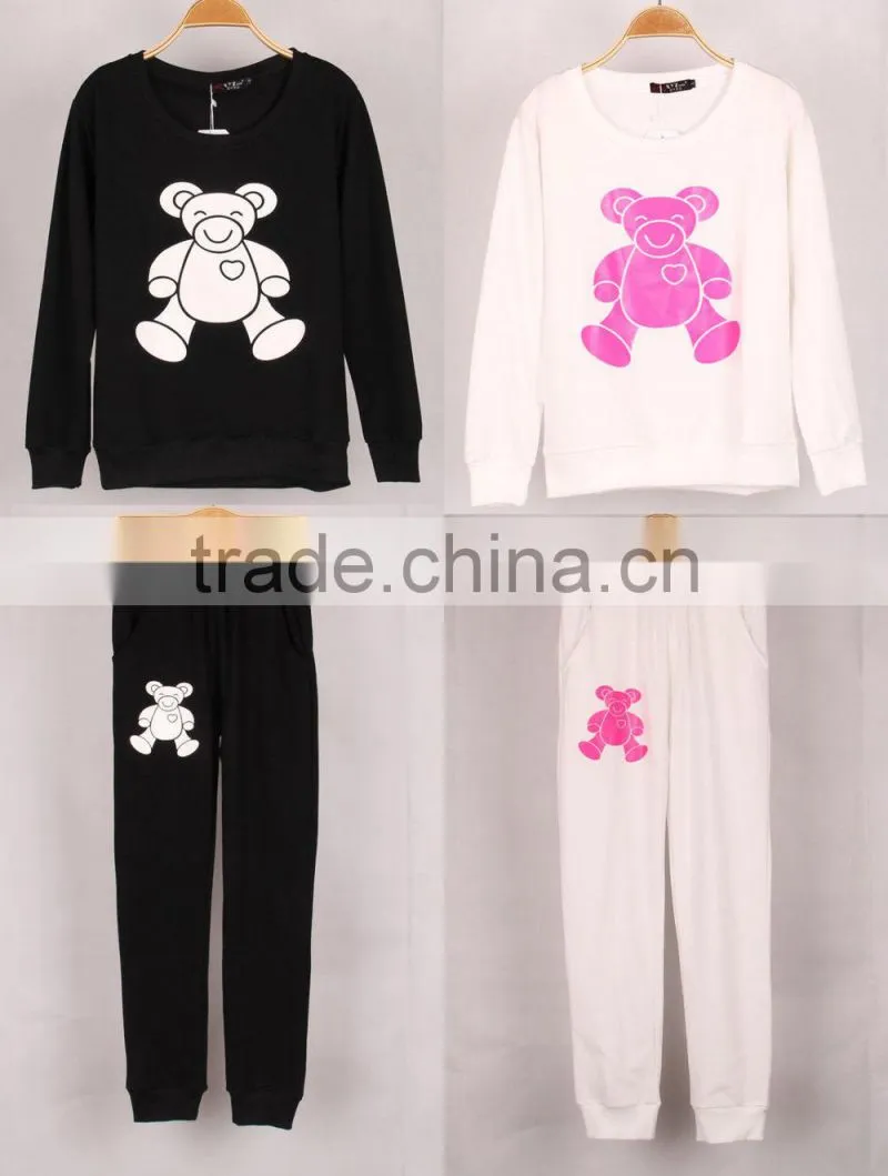 Letter Geometric Print Hoodies Pants Sets Women Sport Wear Loose Suit Tracksuit
