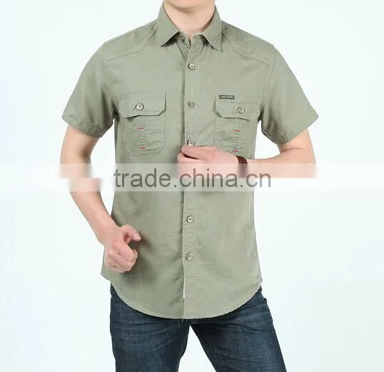 summer men shirt 2015 100% cotton half sleeve shirt outdoor shirt for men sports shirt