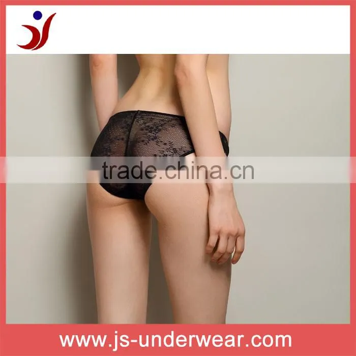 Ladies nylon black color underwear sexy hot transparent panties