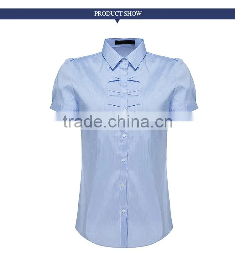 Women short sleeve shirt, 2017 spring and summer new business, leisure, self-cultivation, lotus leaf side collar shirt