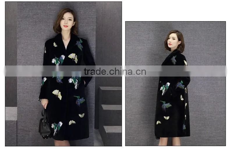 2016 wool fur coat medium-long women's slim sheep shearing overcoat fur sheep skin coat
