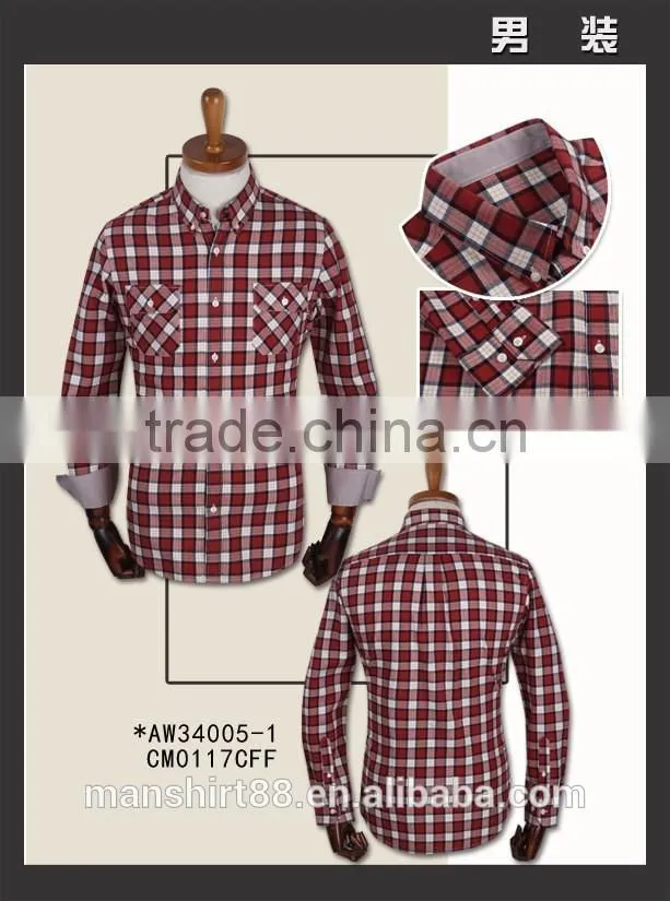 Latest red checked two chest pockets button downs shirt for men
