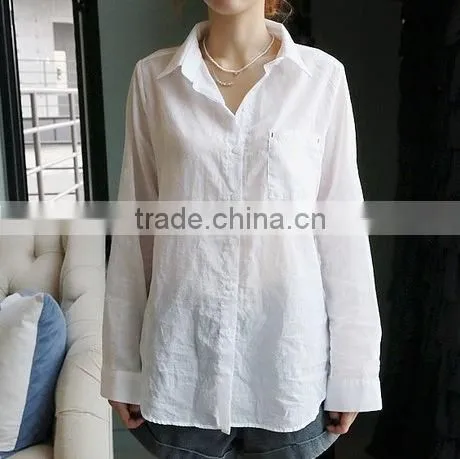 latest style fashion leisure cotton solid color long-sleeved shirts