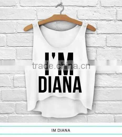Fashion Girls 3D Design Sleeveless Sports Gym Irregular Tank Top With Pattern For Women