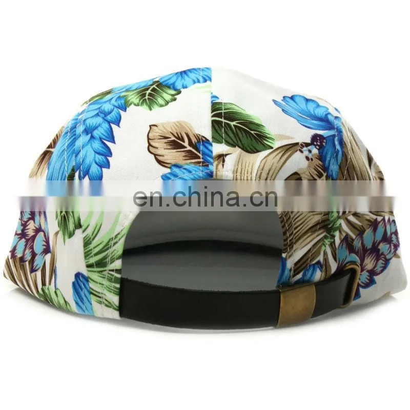 Multi color 80s style 5 panel flat bill strap back hat