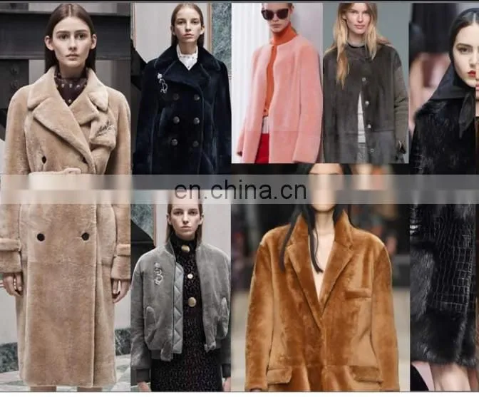 New style double breasted merino sheep shearling fur coat
