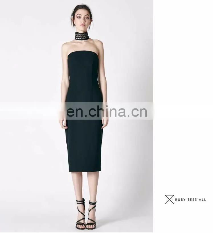 Womens Sleeveless Tight Plain Black Mini Skirt