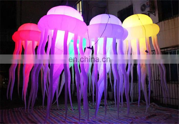 party decorating inflatable jellyfish balloon with led light