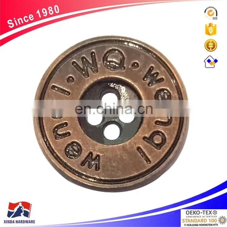 Manufacturer of custom metal alloy garment sewing buttons