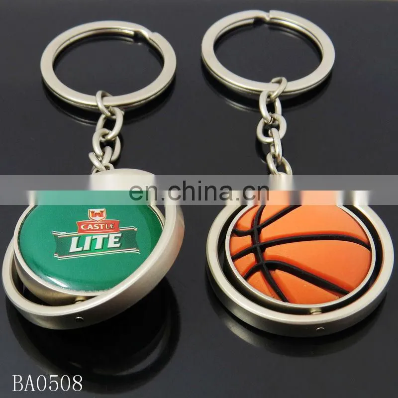 Custom fancy metal basketball shape keychain with epoxy logo