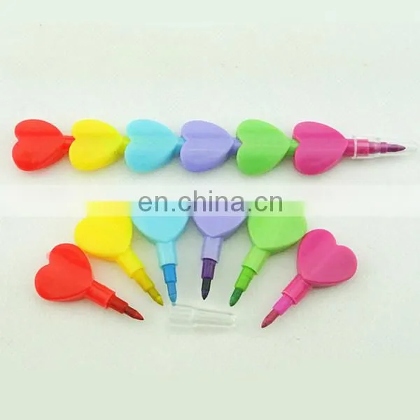 4 stacking pencil purple and blue heart shaped stacker pencil