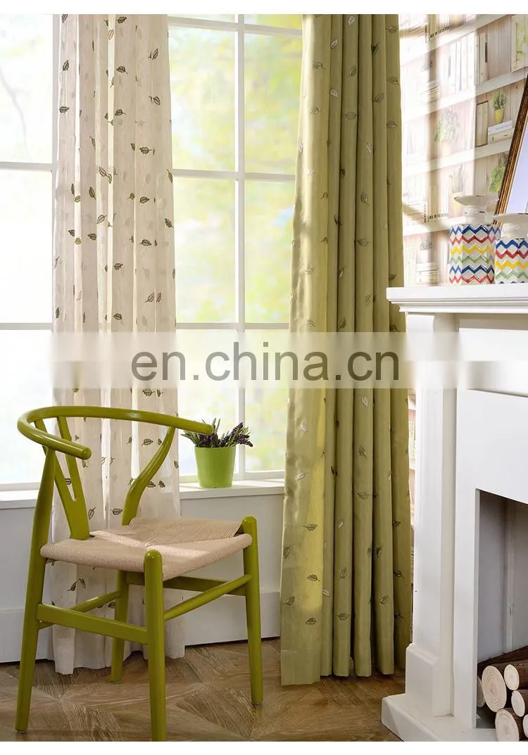 fantasy leaf pattern elegant plain embroidered texture linen curtain for decor