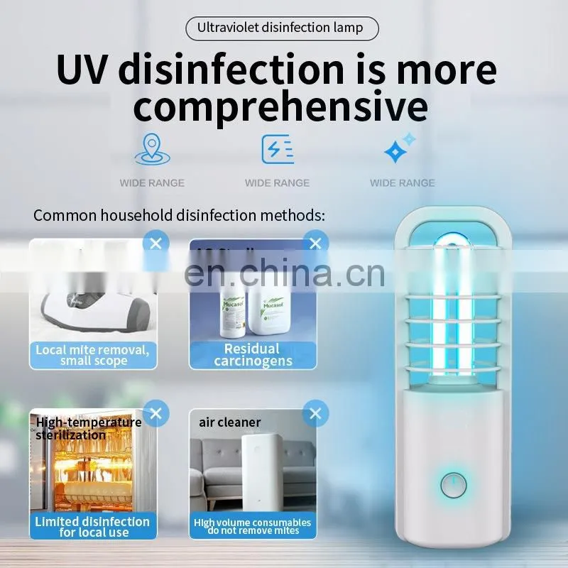 The new car portable ultraviolet sterilization lamp indoor mini UVC sterilization purple light USB rechargeable disinfection lam