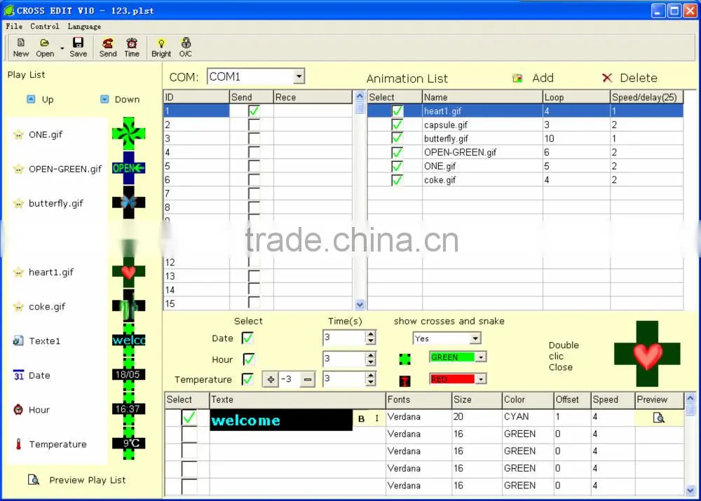 48*48 64*64 96*96 rg gb rb tri-color programmable led cross sign controller led ethernet controller
