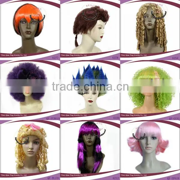 cheap long colorful synthetic halloween party wig