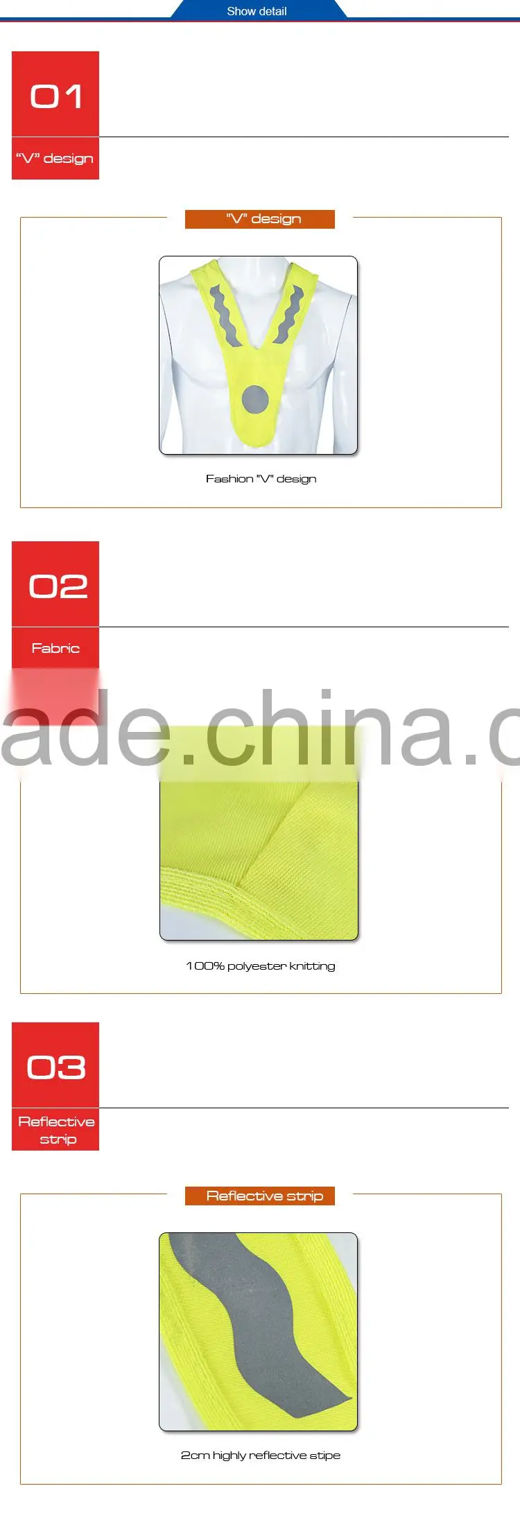 High visible V shap kids safety vest RF073