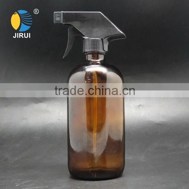 16oz 500ml amber boston round glass bottle 500ml with trigger