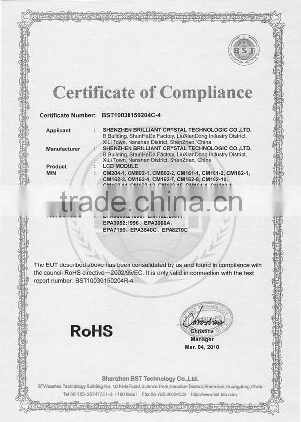 China supplier 1601 STN character LCM