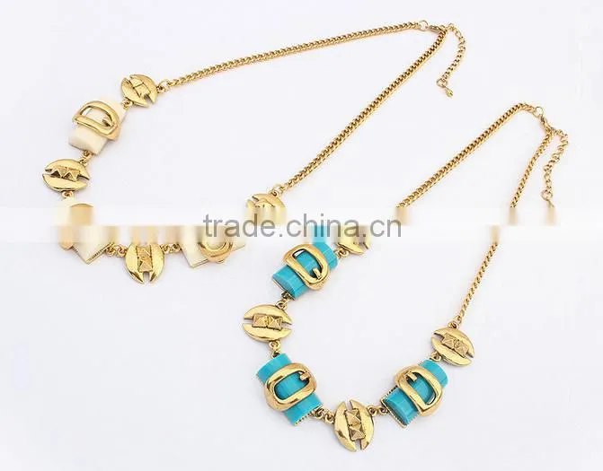 Fashion New Design Personality Metal Geometry Pendant Necklace Jewelry Set