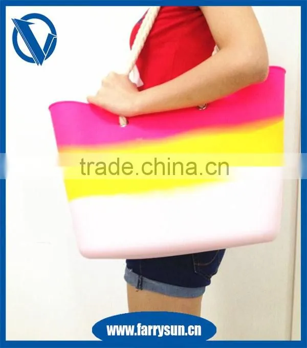 Newest silicone shoulder handbag,jelly tote bag, mix color beach handbag