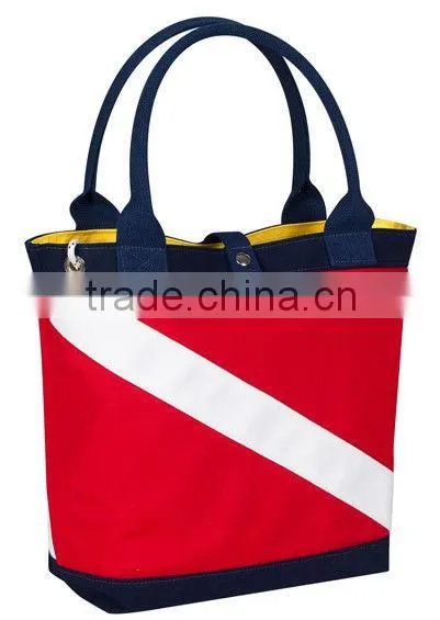 2016 8oz red and white color custom printed canvas tote bag for promotion bulk
