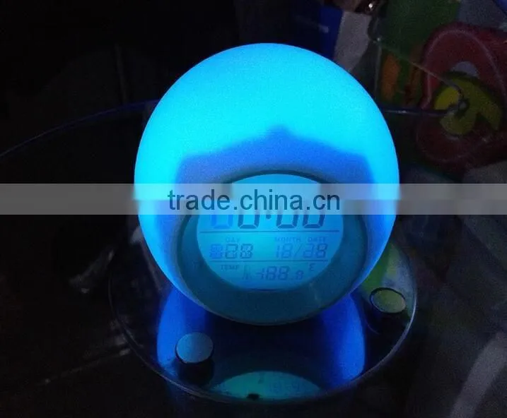 LED Luminova Circular Modern Color Changing Snooze Desktop Table Alarm Clocks Electronic Digital Clock