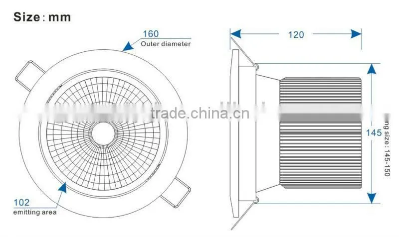 Epistar/Cree chips Recessed 30W COB LED Ceiling Downlight
