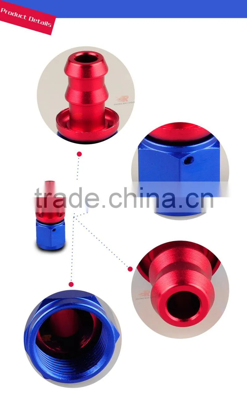 Aluminum oil cooler hose fitting Straight push on fitting hose end blue and red 10-001-10