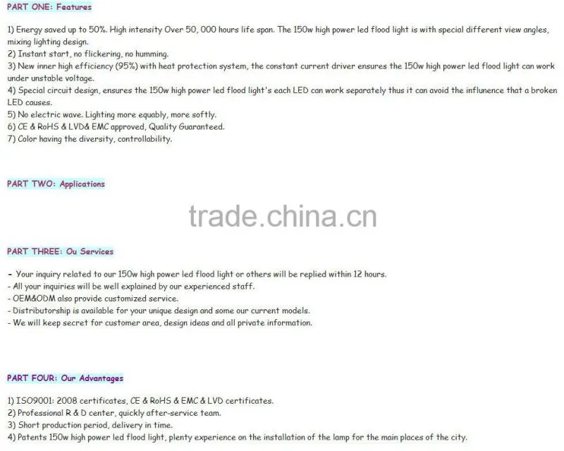 factory price high quality ip65 outdoor flood replace 1000w watt led lights