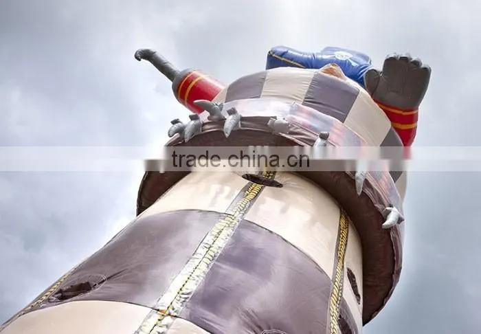 Hot sale backyard water rock climbing wall pirate theme climbing tower inflatable rock climbing wall
