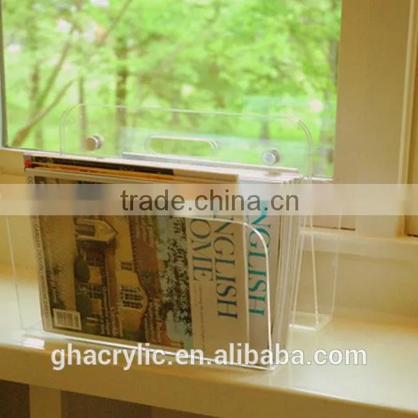 GH-RZ596 acrylic magazine rack, acrylic slat wall magazine rack ,customized acrylic magazine display rack