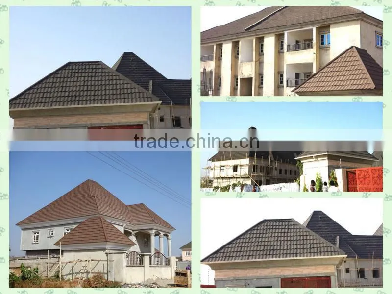2015 best quality 0.4mm AL-Zinc colorful stone coated roof tile double color