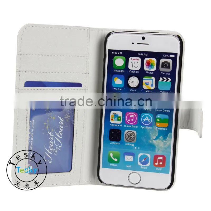 for iphone 6 plus leather case, factory price pu leather folding case