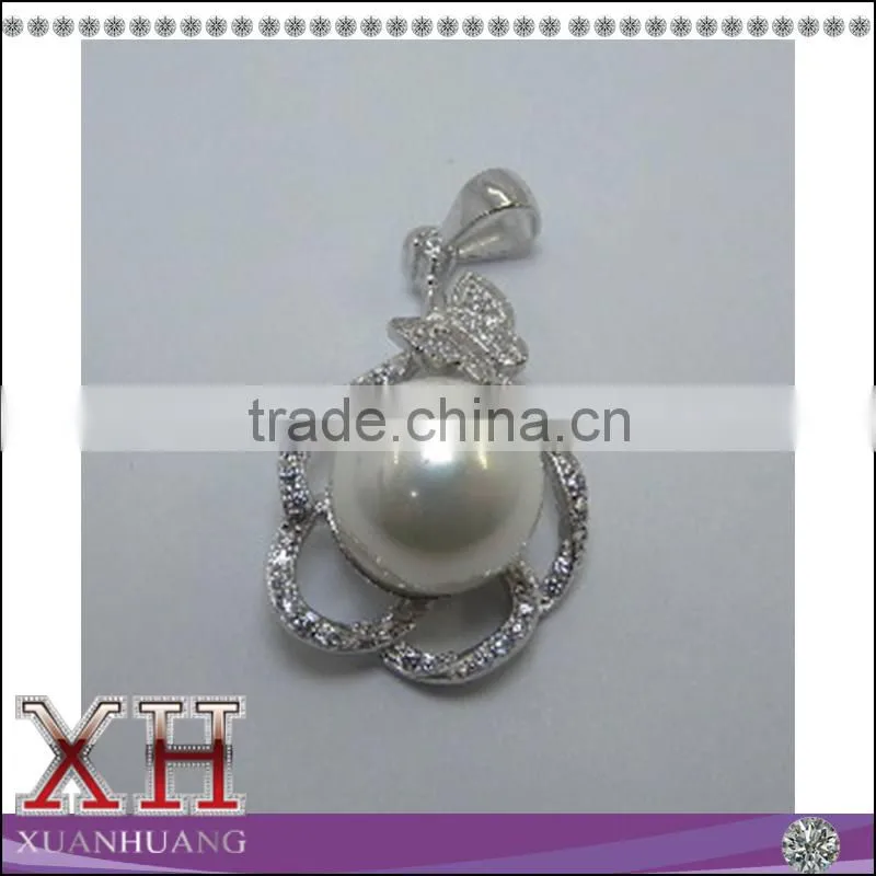 2016 Latest design 925 sterling silver flower shape pearl pendant