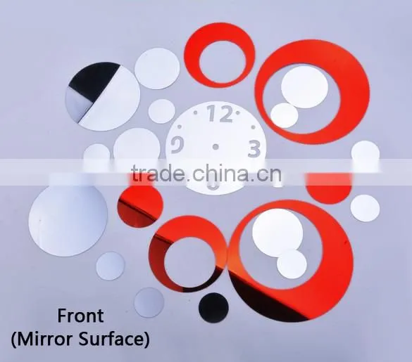 Red&silver Circle 3D Wall Sticker Modern Design Fashion Mirror DIY Wall Stickers SV010965