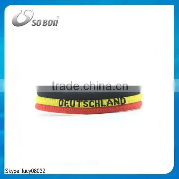 2016 sport bracelet, health negative ion sports country flag silicone bracelets