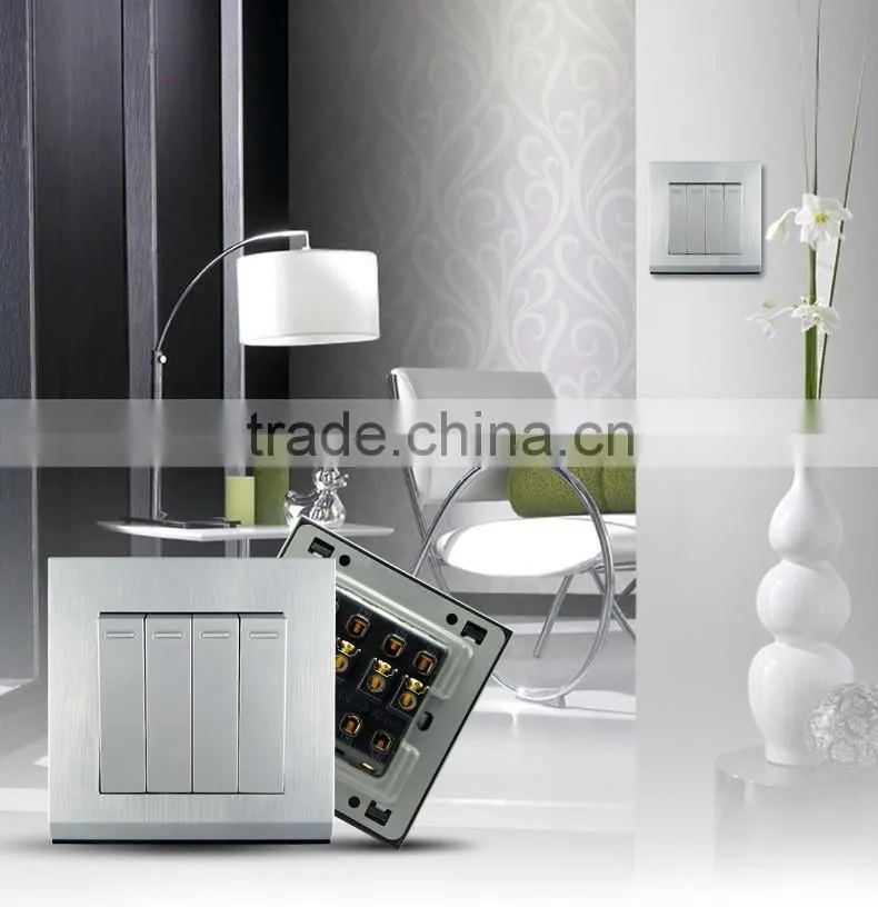 3D PC brushed like matel brushed design BS Standard touch switch 1 gang 1 way wall switch